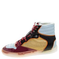 Balenciaga Multicolor Patent Leather High Top Sneakers Size 44