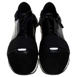 Balenciaga Black Leather, Suede And Mesh  Race Runner Sneakers Size 44