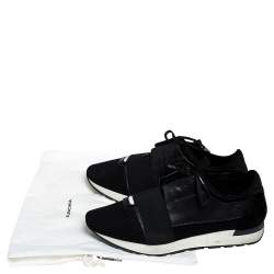 Balenciaga Black Leather, Suede And Mesh  Race Runner Sneakers Size 44
