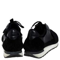 Balenciaga Black Leather, Suede And Mesh  Race Runner Sneakers Size 44