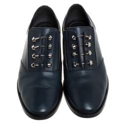 Balenciaga Dark Blue Leather Pierced Oxfords Size 40