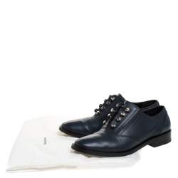 Balenciaga Dark Blue Leather Pierced Oxfords Size 40