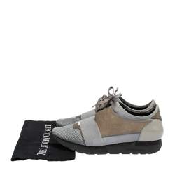 Balenciaga Grey/Beige Mesh,Leather And Suede Race Runners Sneakers Size 40