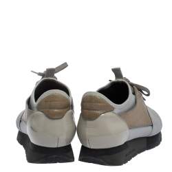 Balenciaga Grey/Beige Mesh,Leather And Suede Race Runners Sneakers Size 40