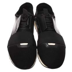 Pre Owned Balenciaga Black Leather, Suede And Mesh  Race Runner Sneakers Size 44