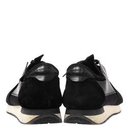 Pre Owned Balenciaga Black Leather, Suede And Mesh  Race Runner Sneakers Size 44