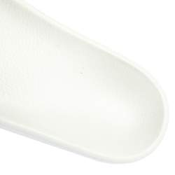 Pre Owned Balenciaga White Leather Logo Slide Sandals Size 41