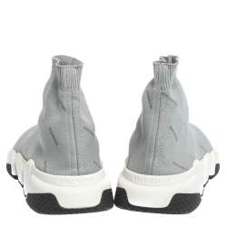 Pre Owned حذاء رياضي بالنسياغا سبيد ترينر تريكو طباعة شعار رمادي مقاس 41