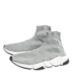 Pre Owned حذاء رياضي بالنسياغا سبيد ترينر تريكو طباعة شعار رمادي مقاس 41