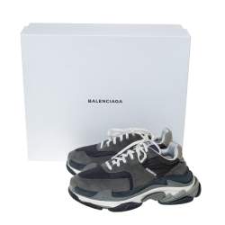 مملوكة مسبقًا حذاء رياضي بالنسياغا "تريبل أس" برباط علوي شبك و جلد متعدد الألوان مقاس 40