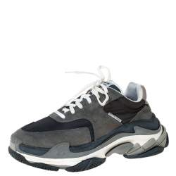 مملوكة مسبقًا حذاء رياضي بالنسياغا "تريبل أس" برباط علوي شبك و جلد متعدد الألوان مقاس 40