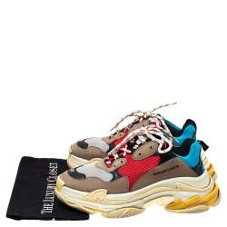 Balenciaga Multicolor Mesh And Leather Triple S Low Top Sneakers Size 41