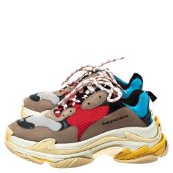 Balenciaga Multicolor Mesh And Leather Triple S Low Top Sneakers Size 41