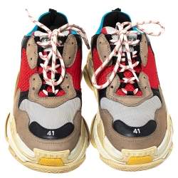 Balenciaga Multicolor Mesh And Leather Triple S Low Top Sneakers Size 41