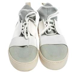 مملوكة مسبقًا Balenciaga Light Blue/White Mesh and Leather Elastic High Sneakers Size 41