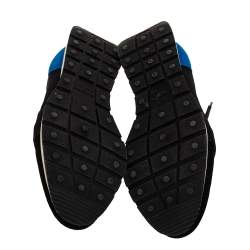 Pre Owned Balenciaga Black/Blue Leather And Mesh Race Runners Sneakers Size 41