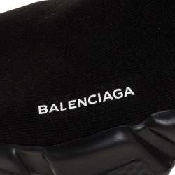 Pre Owned Balenciaga Black Knit Speed High Top Sneakers Size 40