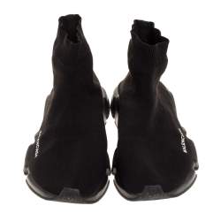 Pre Owned Balenciaga Black Knit Speed High Top Sneakers Size 40