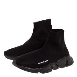 Pre Owned Balenciaga Black Knit Speed High Top Sneakers Size 40