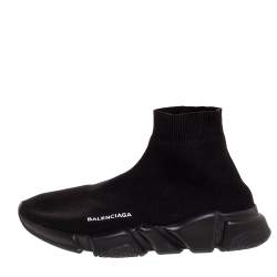 Pre Owned Balenciaga Black Knit Speed High Top Sneakers Size 40