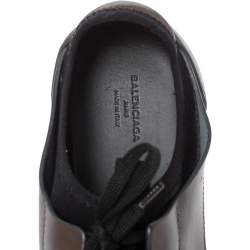 Pre Owned Balenciaga Black/Grey Leather And Mesh Race Runners Low Top Sneakers Size 44