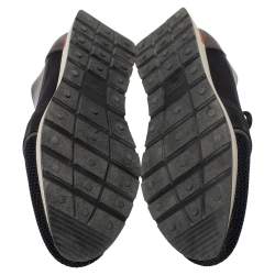 Pre Owned Balenciaga Black/Grey Leather And Mesh Race Runners Low Top Sneakers Size 44