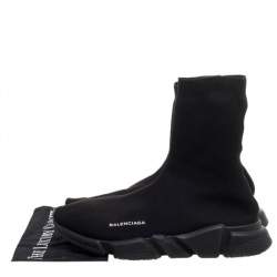 Pre Owned Balenciaga Black Knit Fabric Sock Design 'Speed' Sneakers Size 45