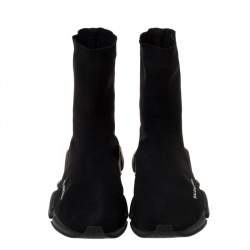 Pre Owned Balenciaga Black Knit Fabric Sock Design 'Speed' Sneakers Size 45