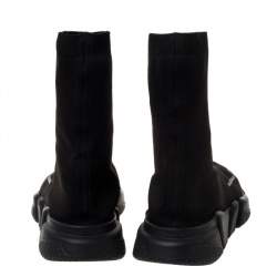 Pre Owned Balenciaga Black Knit Fabric Sock Design 'Speed' Sneakers Size 45