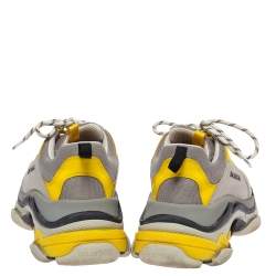 Balenciaga Grey/Yellow Nubuck, Leather And Mesh Triple S Trainer Sneakers Size 42