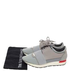 مملوكة مسبقًا Balenciaga Grey Mesh And Leather Race Runner Sneakers Size 41