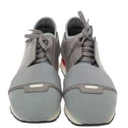 مملوكة مسبقًا Balenciaga Grey Mesh And Leather Race Runner Sneakers Size 41