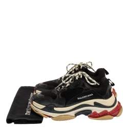 Pre Owned حذاء رياضي بالنسياغا تريبل S جلد وشبك أسود مقاس 40