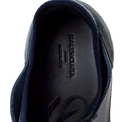 Pre Owned Balenciaga Blue/Black Leather And Mesh Race Runners Sneakers Size 42