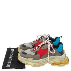 Pre Owned Balenciaga Multicolor Leather And Mesh Triple S Platform Sneakers Size 41