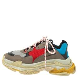Pre Owned Balenciaga Multicolor Leather And Mesh Triple S Platform Sneakers Size 41