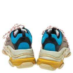 Pre Owned Balenciaga Multicolor Leather And Mesh Triple S Platform Sneakers Size 41