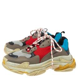 Pre Owned Balenciaga Multicolor Leather And Mesh Triple S Platform Sneakers Size 41