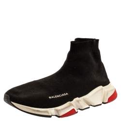 Pre Owned حذاء رياضي بالنسياغا سبيد طراز جورب مرتفع من أعلى تريكو أسود مقاس 43