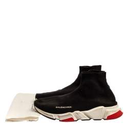 Pre Owned حذاء رياضي بالنسياغا سبيد طراز جورب مرتفع من أعلى تريكو أسود مقاس 43