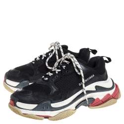 Pre Owned حذاء رياضي بالنسياغا نعل سميك تريبل إس جلد وشبكة متعدد الألوان مقاس 40