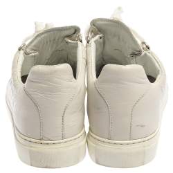 Pre Owned Balenciaga White Crinkle Leather Arena Low Top Sneakers Size 40