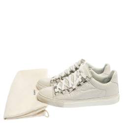 Pre Owned Balenciaga White Crinkle Leather Arena Low Top Sneakers Size 40