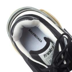 Balenciaga Black/Burgundy Suede Leather And Fabric Triple S Low Top Sneakers Size 40