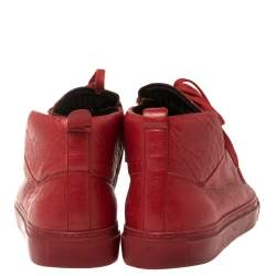 مملوكة مسبقًا Balenciaga Red Leather Arena High-Top Sneakers Size 43