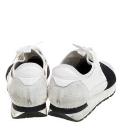 مملوكة مسبقًا Balenciaga White Mesh And Leather Race Runner Low Top Sneakers Size 40