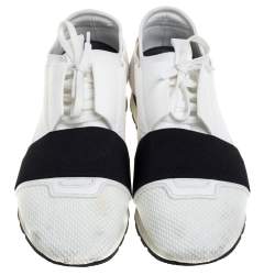 مملوكة مسبقًا Balenciaga White Mesh And Leather Race Runner Low Top Sneakers Size 40