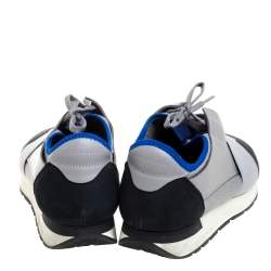 مملوكة مسبقًا Balenciaga Grey Mesh And Leather Race Runner Low Top Sneakers Size 40