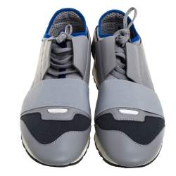 مملوكة مسبقًا Balenciaga Grey Mesh And Leather Race Runner Low Top Sneakers Size 40