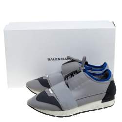 مملوكة مسبقًا Balenciaga Grey Mesh And Leather Race Runner Low Top Sneakers Size 40